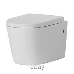 Rimless Wall Hung Toilet Soft Close Seat Back to Wall WC Pan & Concealed Cistern