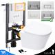 Rimless Wall Hung Toilet & Vitra 0.75m Low Concealed Cistern Frame Square Plate