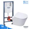 Rimless Wall Hung Toilet Wc Pan Grohe 1.13m Concealed Cistern Frame Dual Flush