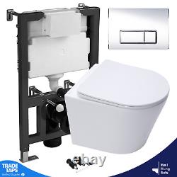 Rimless Wall Hung Toilet with 0.82m 1.0m Low Height Concealed Cistern WC Frame