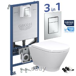 Rimless Wall Hung Toilet with GROHE 3in1 Rapid SLX Concealed WC Frame 39603000