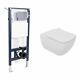Rimless White Bathroom Wall Hung Toilet/wc Soft Close Seat & Wall Mounting Frame