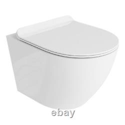 Rimless wall hung toilet pan wc frame concealed cistern brushed brass round plat