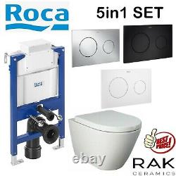 Roca 0.82m Concealed Cistern Wc Frame Rak Ceramics Rimless Wall Hung Toilet Pan