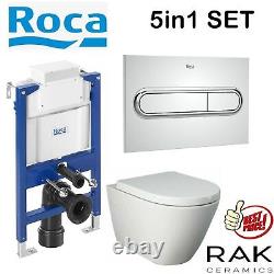 Roca 0.82m Concealed Cistern Wc Frame Rak Resort Rimless Wall Hung Toilet Pan