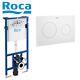 Roca 1.12m Concealed Cistern Wc Frame With Black Rimless Wall Hung Toilet Pan