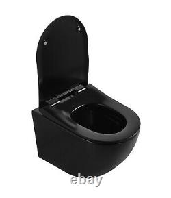 Roca Compact 80mm Concealed Cistern Wc Frame Black Rimless Wall Hung Toilet Pan