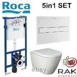Roca Duplo 1.12m Concealed Cistern Wc Frame Resort Rimless Wall Hung Toilet Pan