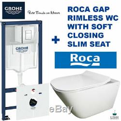 GROHE RAPID SL FRESH WC FRAME RIMLESS WALL HUNG TOILET PAN SLIM SOFT CLOSE SEAT 