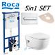 Roca Wc Frame + Flush Plate + Roca Meridian Wall Hung Toilet Pan Soft Close Seat