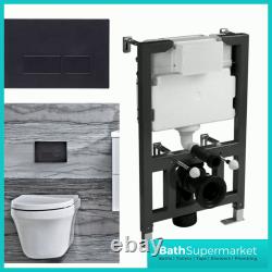 Roper Concealed Wall Hung Toilet WC Adjustable Cistern Frame-BLACK Flush Plate