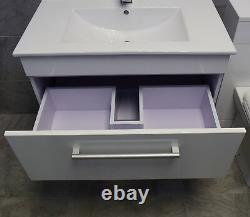 Savu 800mm Wall Hung Basin Unit + WC Unit Toilet Set White Gloss