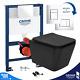 Square Black Rimless Wall Hung Toilet & Grohe 0.82m Low Height Wc Cistern Frame