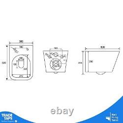Square Black Wall Hung Toilet Pan Slim Concealed Cistern Frame 1.14-1.35m WC