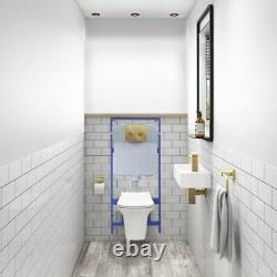 Square Rimless Wall Hung Mount Toilet wc pan Soft Close slim Seat Frame Cistern