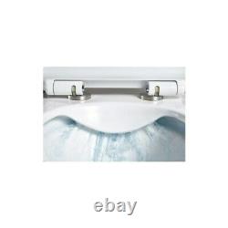 Square Rimless Wall Hung Mount Toilet wc pan Soft Close slim Seat Frame Cistern