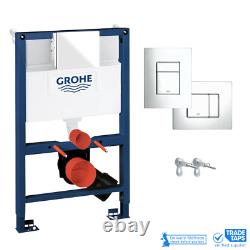 Square Rimless Wall Hung Toilet Pan & GROHE 0.82m Low Height Cistern WC Frame