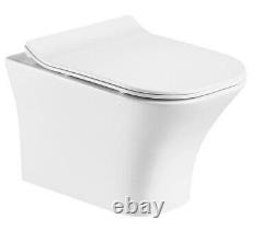 Square Rimless Wall Hung Toilet Pan, Seat & 1.1m Concealed Cistern Frame WC