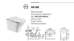 Square Rimless Wall Hung Toilet Pan, Seat & 1.1m Concealed Cistern Frame WC