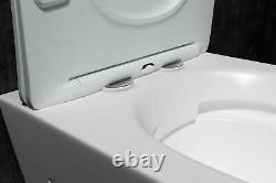 Square Rimless Wall Hung Toilet Pan, Seat & 1.1m Concealed Cistern Frame WC