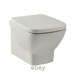 Square Short Projection Wall Hung WC Toilet Pan & Soft Close Seat Evoque