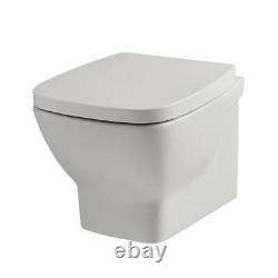 Square Short Projection Wall Hung WC Toilet Pan & Soft Close Seat Evoque