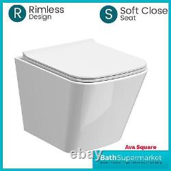 Square Slim soft seat Wall Hung rimless Bathroom WC Toilet