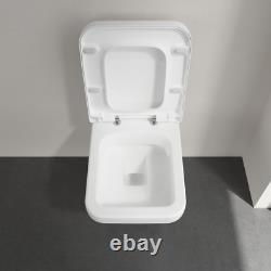 Square Soft Close Seat Bathroom Toilet Pan Ceramic Wall Hung Rimless