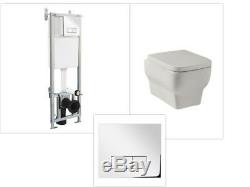 Square Toilet Wall Hung Mounted Bathroom Ceramic White Wall Hung Concealed Ciste