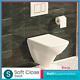 Square Wall Hung Mounted Toilet Bathroom Soft Close Seat Compact Modern