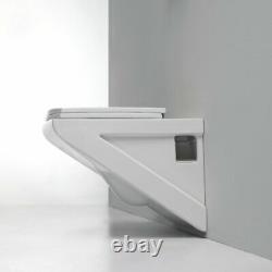 Square Wall Hung Toilet Ceramic WC Modern Luxury Bathroom Pan Sandwich Seat