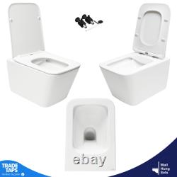 Square Wall Hung Toilet Pan Slim Concealed Cistern Frame 1.14-1.35m Gloss White