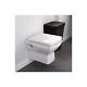 Square Wall Hung Toilet White Ceramic Inc Soft Close Seat Modern Bathroom Wc