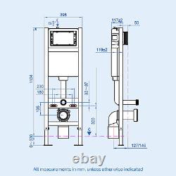 Square White Wall Hung Toilet With Frame & Round Button Flush Plate