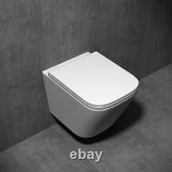 Stylish Bathroom Toilet WC Pan Ceramic Wall Hung Mounted & Soft Close Seat Range