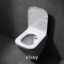 Stylish Bathroom Toilet WC Pan Ceramic Wall Hung Mounted & Soft Close Seat Range