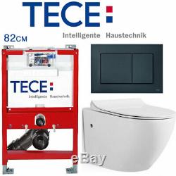 TECE 82cm WC TOILET FRAME +FLUSH PLATE +WALL HUNG RIMLESS WC +SOFT CLOSING SEAT