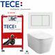 Tece Wc Short Frame 82cm +flush Plate + Rimless Wall Hung Toilet Soft Closing