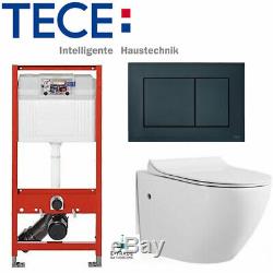 Tece Wc Toilet Frame1.12+chrome Flush Plate+wall Hung Rimless Wc+soft Close Seat