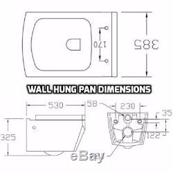Toilet Bathroom Pan WC Back To Wall BTW Hung Mounted Cloakroom Soft Close Seat