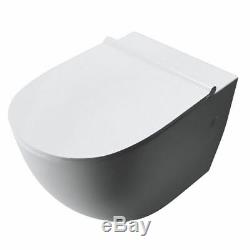 Toilet Pan Wall Hung White Ceramic WC With Soft Close Toilet Seat Brand New
