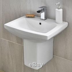 Toilet WC Basin Bathroom Suite Wall Hung BTW 460mm Semi Pedestal 2 Two Piece Pan