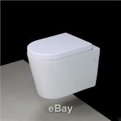 Toilet WC Wall Hung Concealed Frame Ceramic Soft Closing Seat Push Button WH76