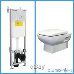 Toilet WC Wall Hung Mounted Bathroom Ceramic White Wall Hung Concealed Cistern