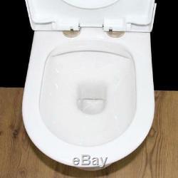 Toilet WC Wall Hung Mounted Bathroom Cloakroom Rimless Heavy Duty Soft C Seat W8