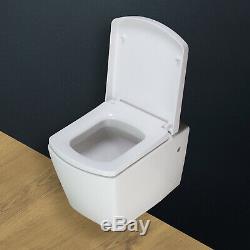 Toilet WC Wall Hung Mounted Ceramic Bathroom Cloakroom Soft Closing Seat 309