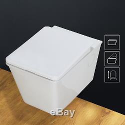 Toilet WC Wall Hung Mounted Ceramic Cloakroom Soft Close Slim Seat ES