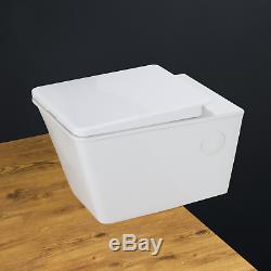 Toilet WC Wall Hung Mounted Ceramic Cloakroom Soft Close Slim Seat ES