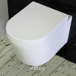 Toilet WC Wall Hung Mounted Cloakroom White Ceramic Soft Close Seat W4