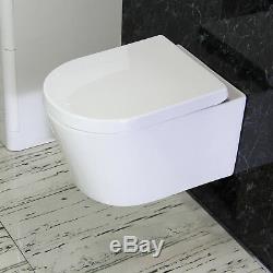 Toilet WC Wall Hung Mounted Cloakroom White Ceramic Soft Close Seat W4